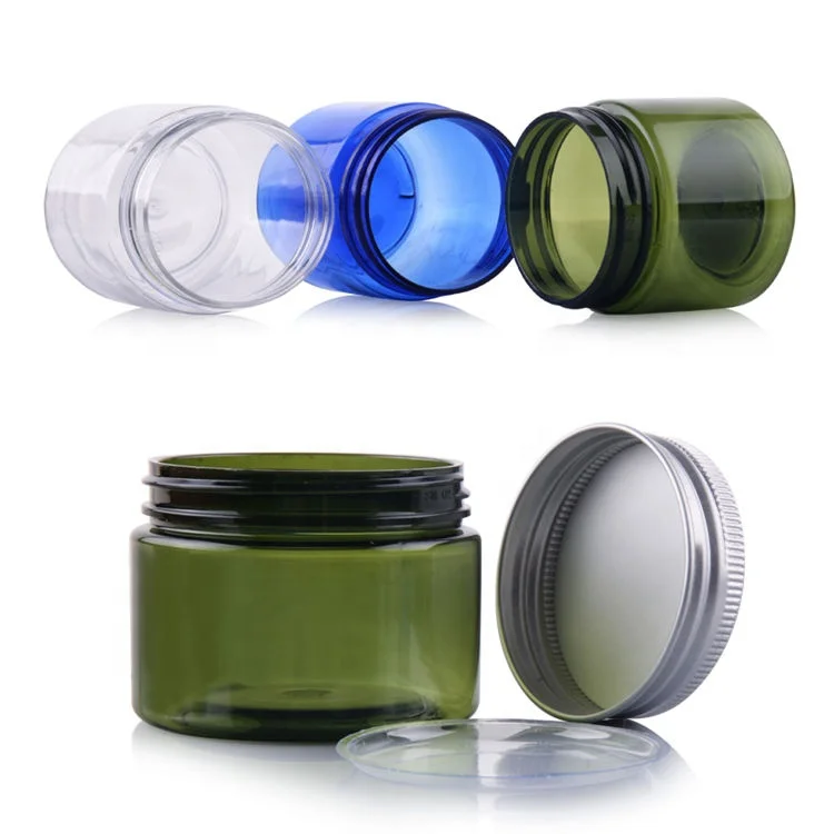 
50g 80g plastic cream jar with aluminum cap / plastic wide mouth food cans/ cream jar for face hair body cream 