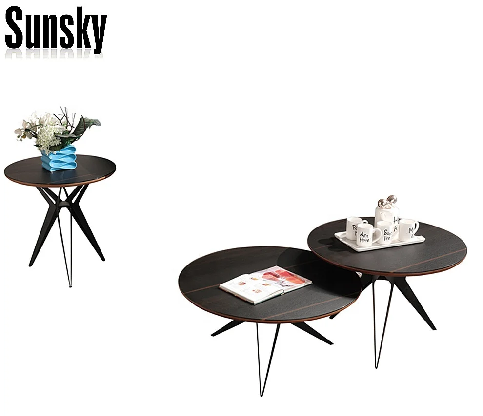 Дыма эвкалипта стекло с черным Железный журнальный столик M3A-1