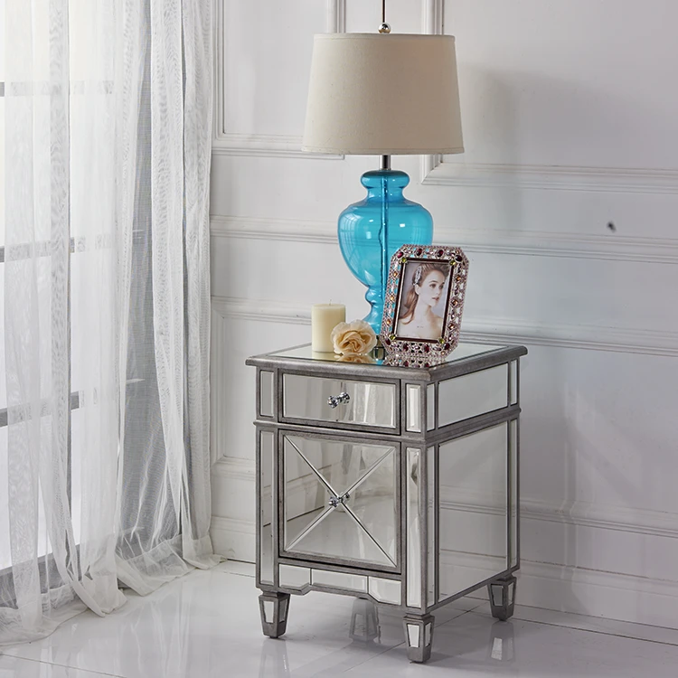 
Popular type small bedside table mirrored nightstand bedroom furniture 