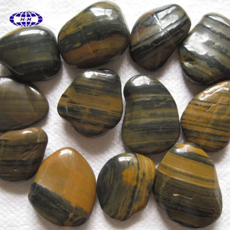 Wholesale home garden decoration grade quality natural normal polished tiger stripe color stone pebble