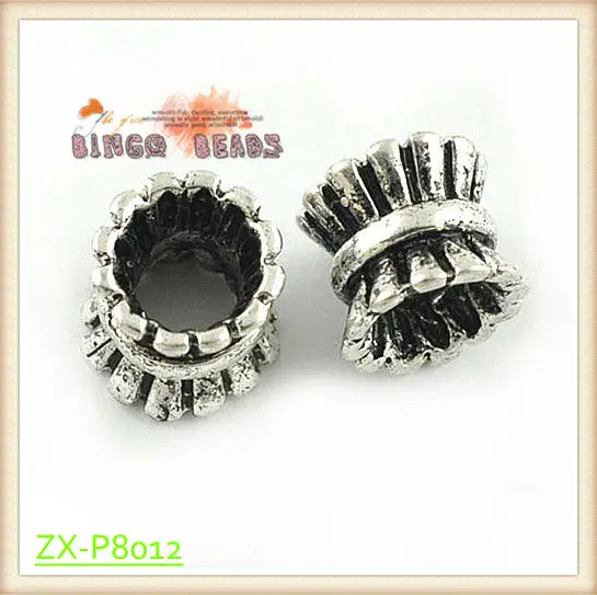 Large Hole Beads Pewter Ring Twist 7mm Antique Silver