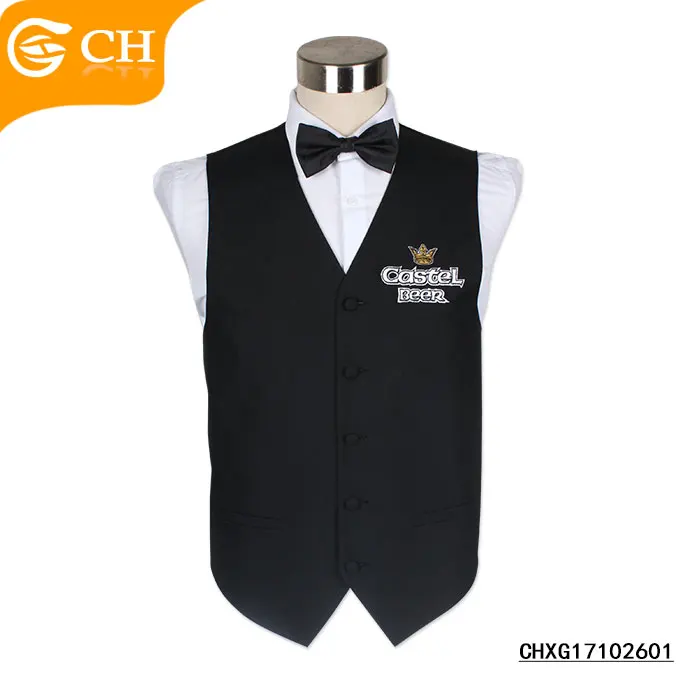 OEM ODM Mens Coloured Logo Waistcoats Volunteer Vest Cotton Custom Football Logo Design Vest Club Waiter Hotel Waistcoats