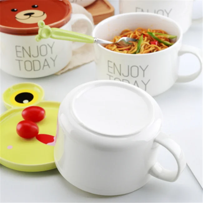 ceramic bowl with cover cheap porcelain salad bowl high quality best selling soup bowl with handle