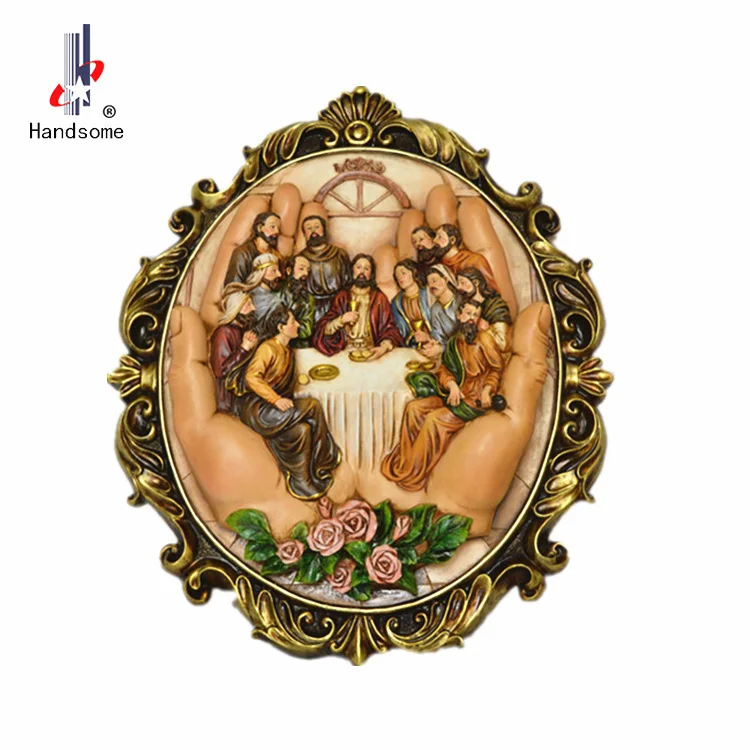 Wholesale Hand-Made Resin Craft 3D Last Supper Sculpture Home Office Desktop Wall Hanging Decorative Ornament