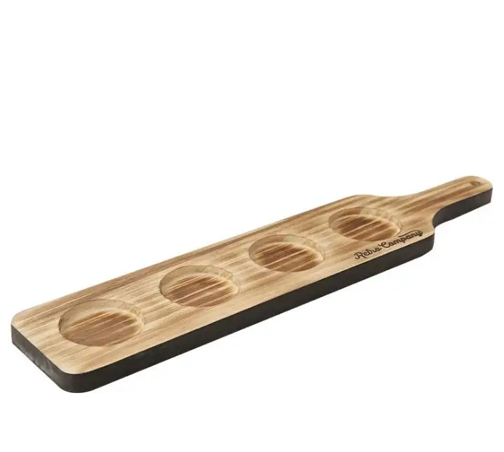 Paddle Shape Custom Wood Beer Serving Tasting Holder Carrier Tray