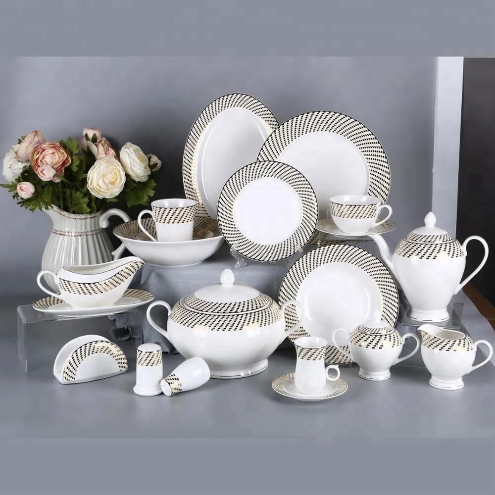 Turkish dinnerware 86pcs fine bone ceramic china tableware with tea serving set ceramic dinnerware sets