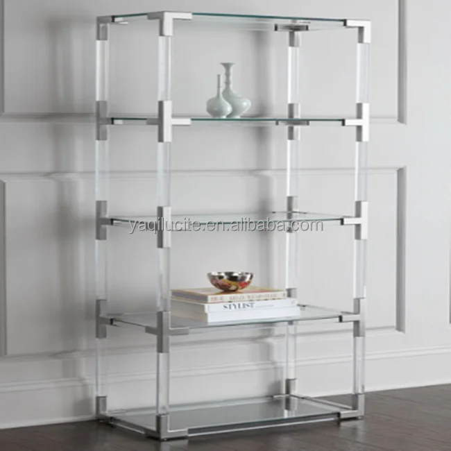 Home Furniture Multifunctional Living Room metal bookshelf with glass top