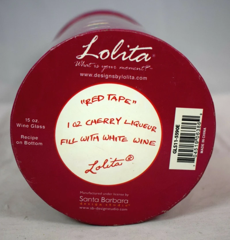 15 oz Lolita Love My Wine Red Tape Hand Painted Goblet Wine Glass