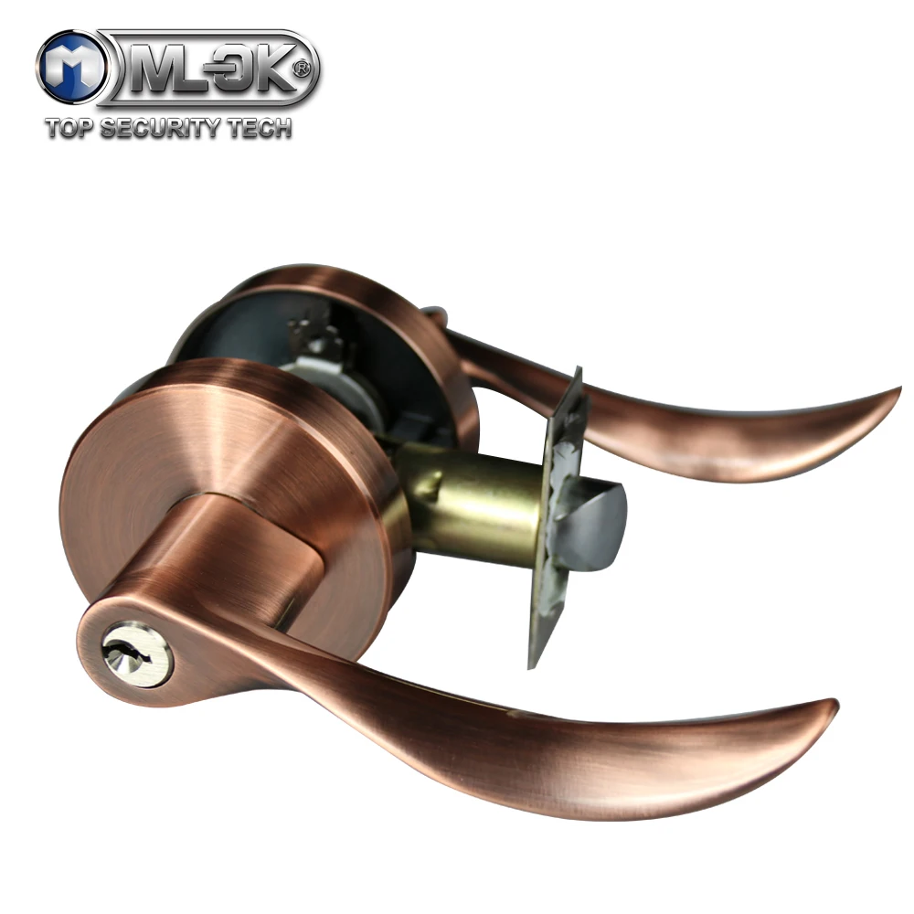 MOK Золотая и красная медная твердая дверная ручка дверные замки из нержавеющей стали с 3 ключами