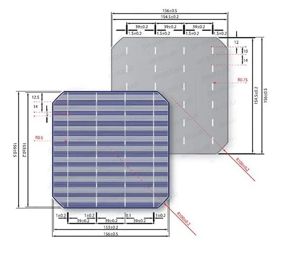 A Grade Silicon Wafer High Efficiency 156*156 Mono Crystalline Solar Cells For Diy Solar Panel Kit Busbar/tabbing Wire