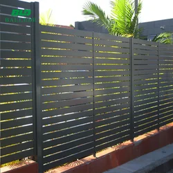 Manufacturer provide modern garden design wood grain metal slat aluminum privacy fence panels