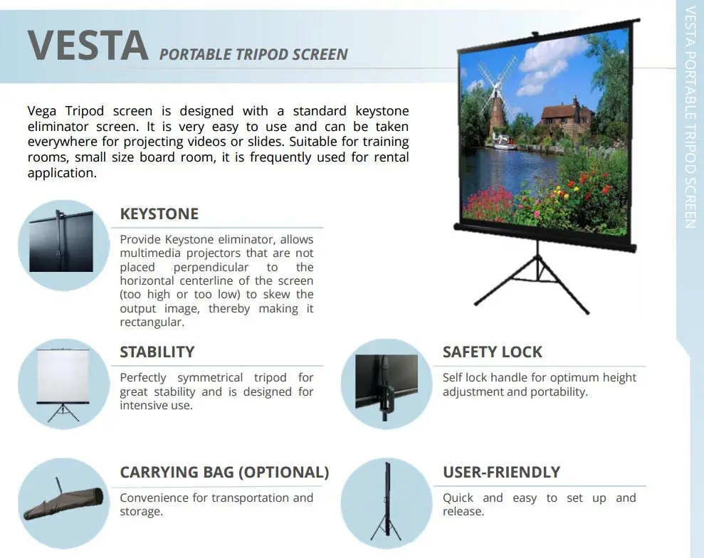 Best quality 60-120 Inch Waterproof tripod stand projector screen for outdoor video projector