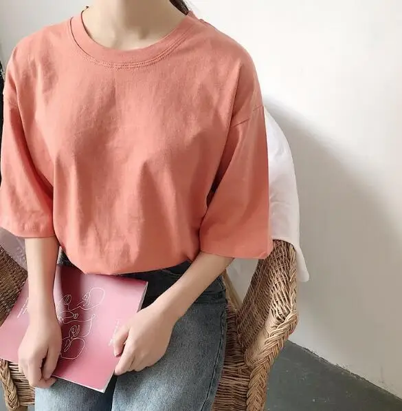 2020 high streetwear women 100%cotton summer plain dyed purple colorful t shirt custom oversize blank t shirts in bulk wholesale