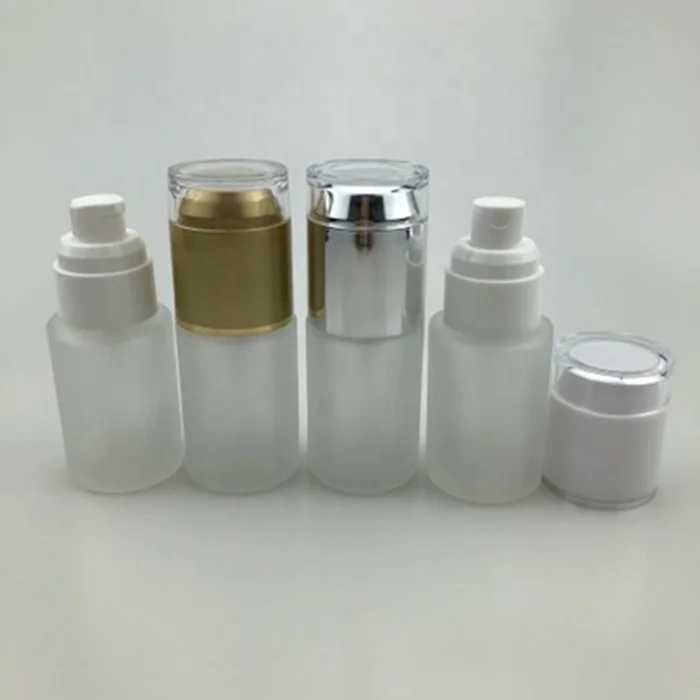 30ml clear frosted glass  with sprayer and duck pump lotion  bottle