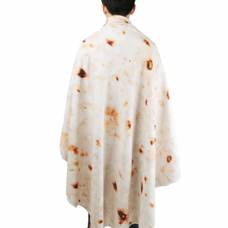 100% polyester super soft hot sale print round wholesale Breathable food double sided burrito blanket