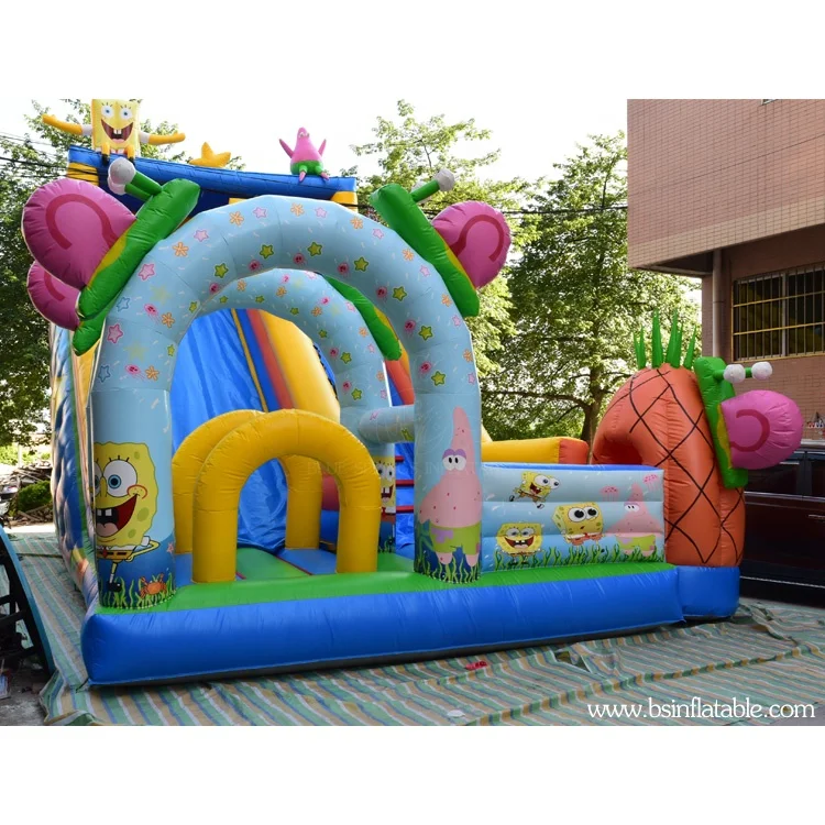 Sponge Bob Themed Amusement Park Inflatable Slide