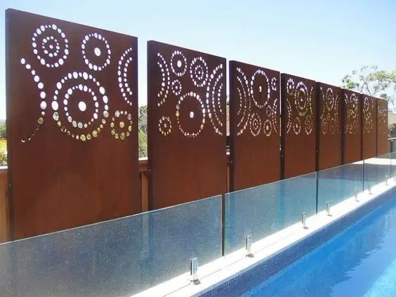 cheap outdoor corten steel laser cut architectural decorative fencing panels