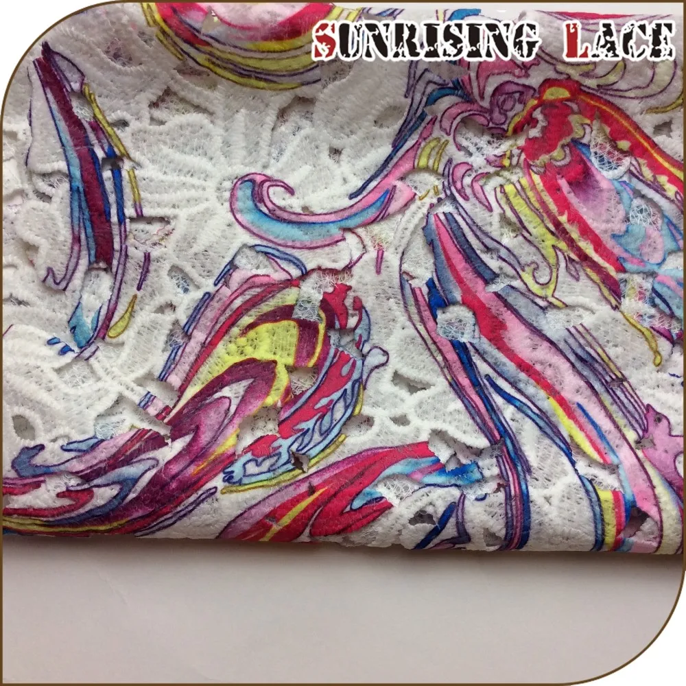 Direct Factory Garment Cheap Sample Polyester Stretch Computer Embroidery Printed Net Lace Fabric