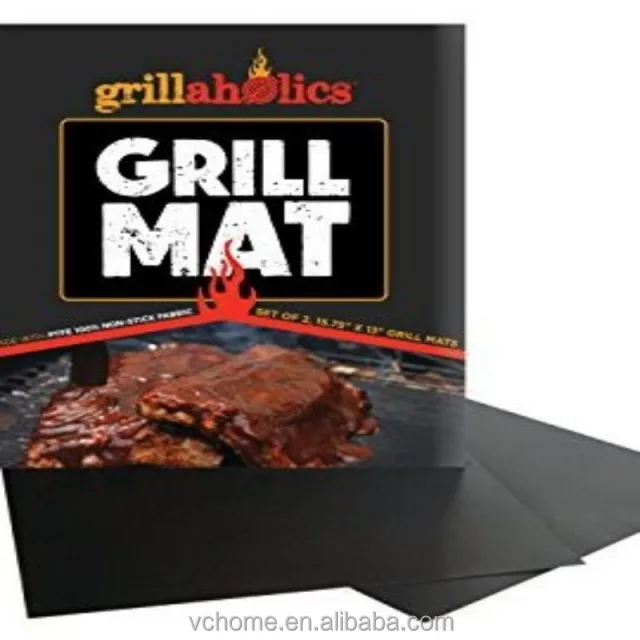 Hot selling  40x33CM BBQ Baking Mat Non-Stick Grill Mat Charcoal & Electric Bake Ptfe Grill Mat
