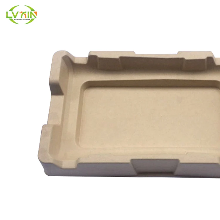 
Biodegradable reinforce material molded bamboo pulp packaging custom colour paper pulp mould package tray 
