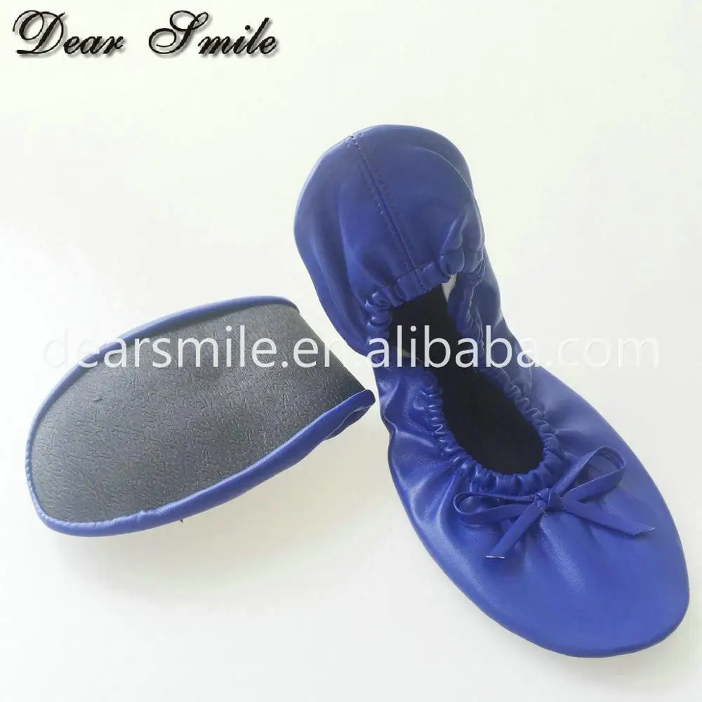 2023 New Arrival ! Comfy casual flat shoes navy blue foldable ballet flats for shopping