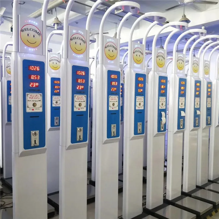 printed digital balance body mass index machine medical pharmacy weight and height scale using coins