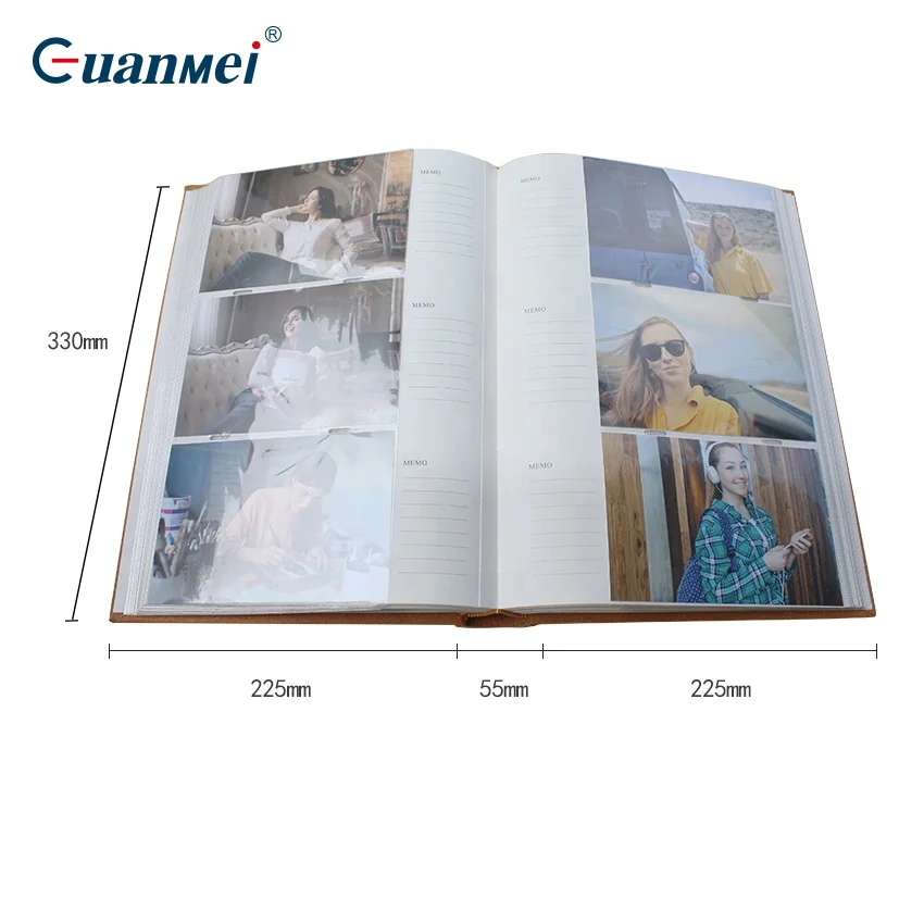 Guanmei fabric cover book bound style photo album 4R 4x6 300 photos paper slip in family photo albums