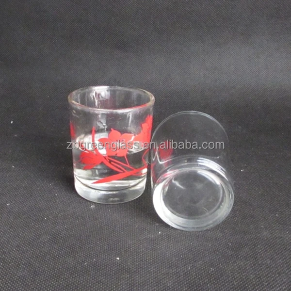 Wholesale straight side round clear shot glass with decal