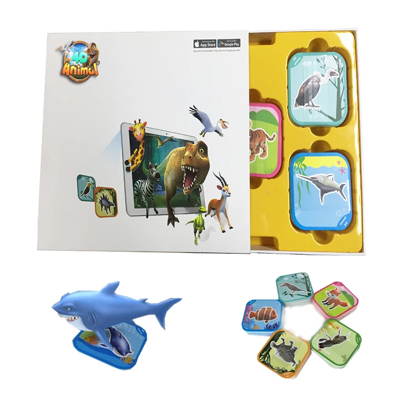 100PCS Animals  Flash Cards Fancy Zoo Fun Education Animals Augmented Reality 4D AR Educational Learning Cards