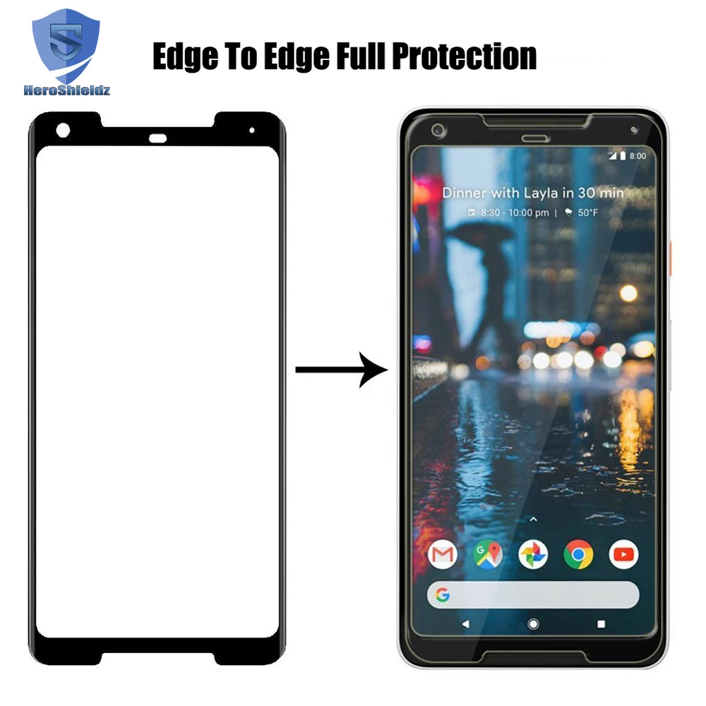 
2018 Wholesale 3D Curved Edge High Quality 9H 0.2 mm Ultra Thin Tempered Glass For Google Pixel 2 XL Screen Protector 2 Packs 