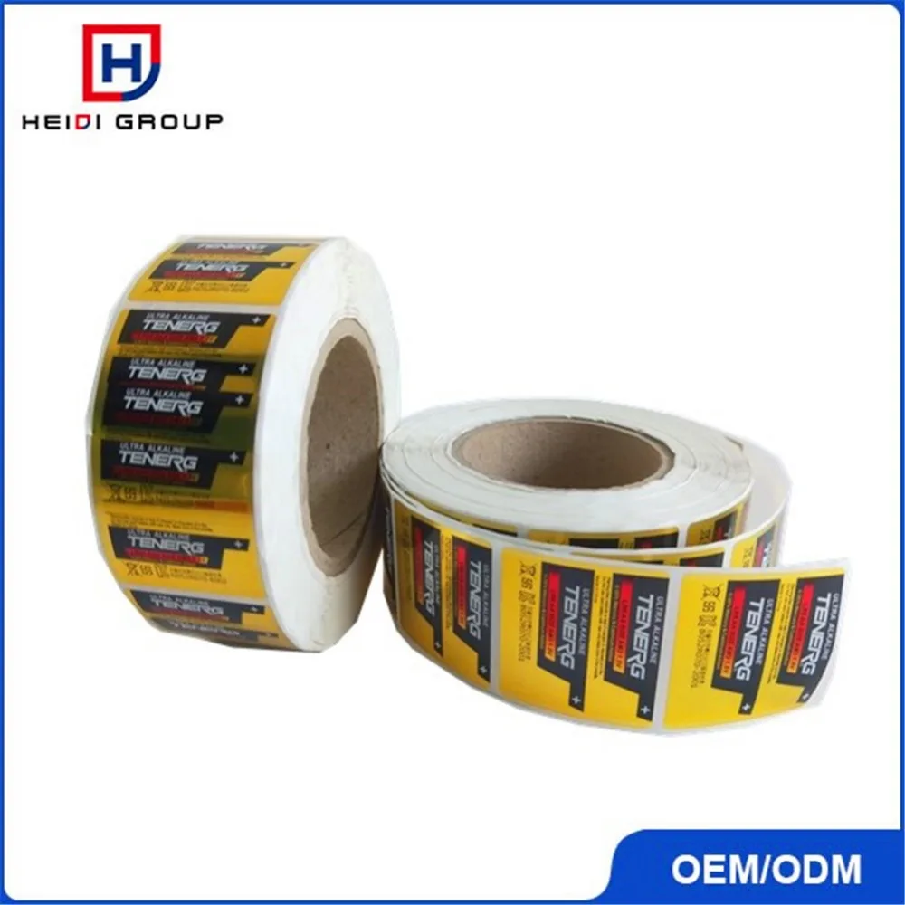 Custom battery sticker labels PET shrink film battery packaging labels pet sticker