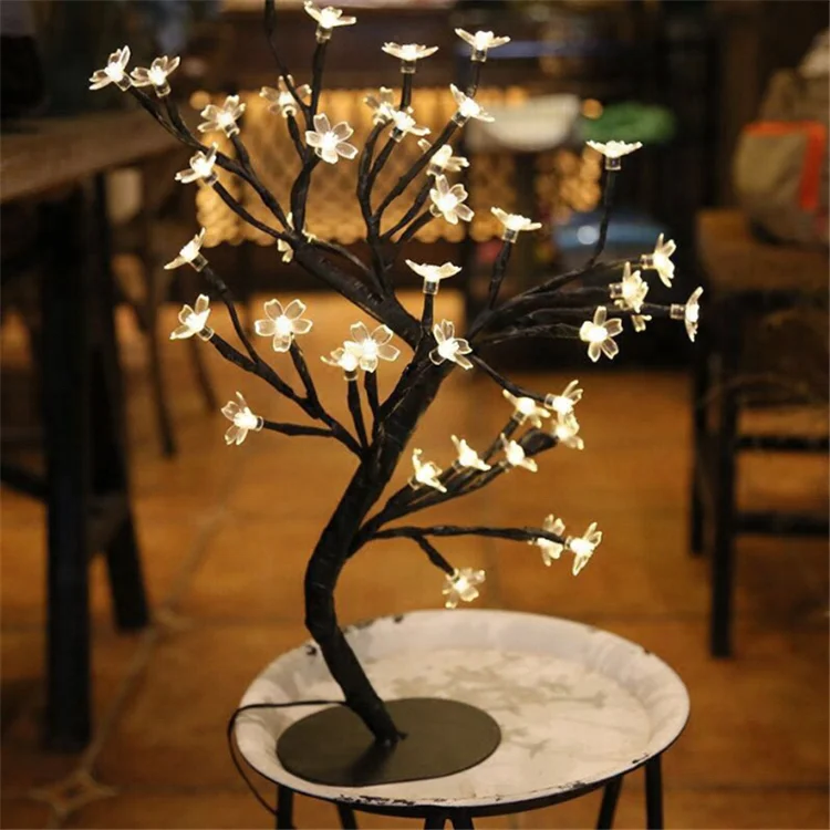 Artificial Indoor 45CM 48Led Cherry Blossom Tree Christmas Lights Table Lamp Night Light