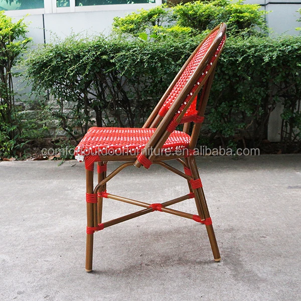 All-weather French Wicker Bistro Chair Red Color