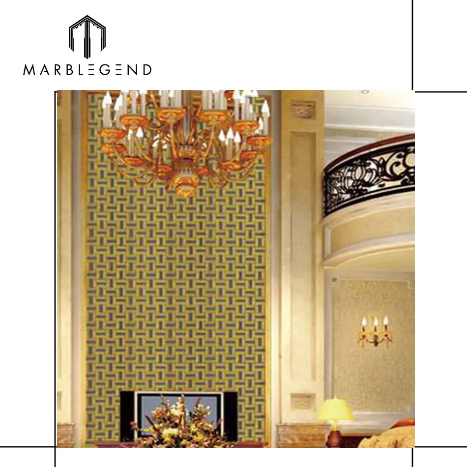 Золотая кирпичная Посеребренная стеклянная мозаичная плитка Смешанная металлическая мозаика