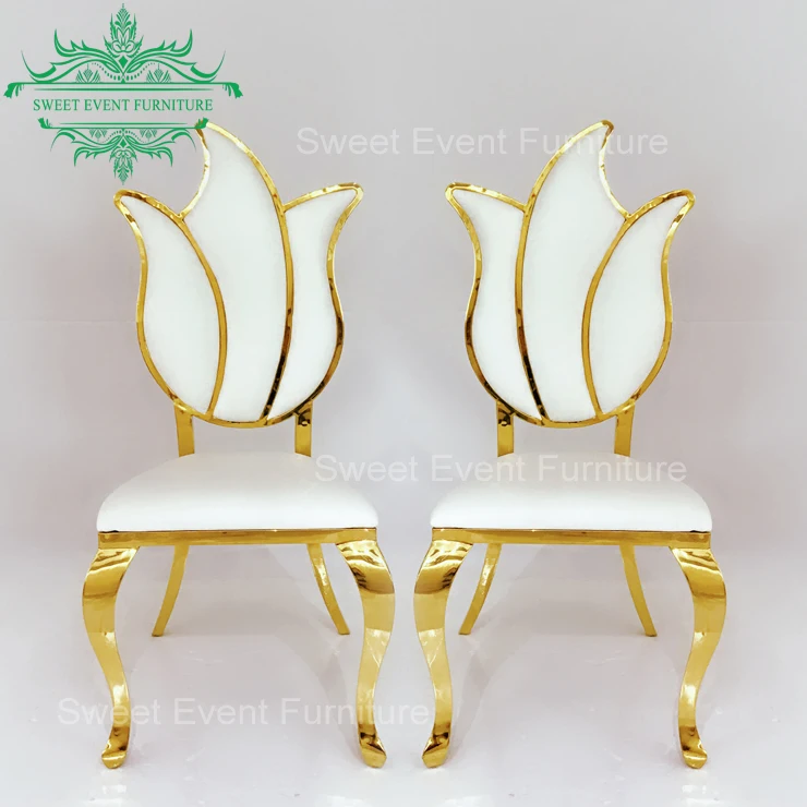 Lotus Back golden modern throne chairs for luxury wedding style