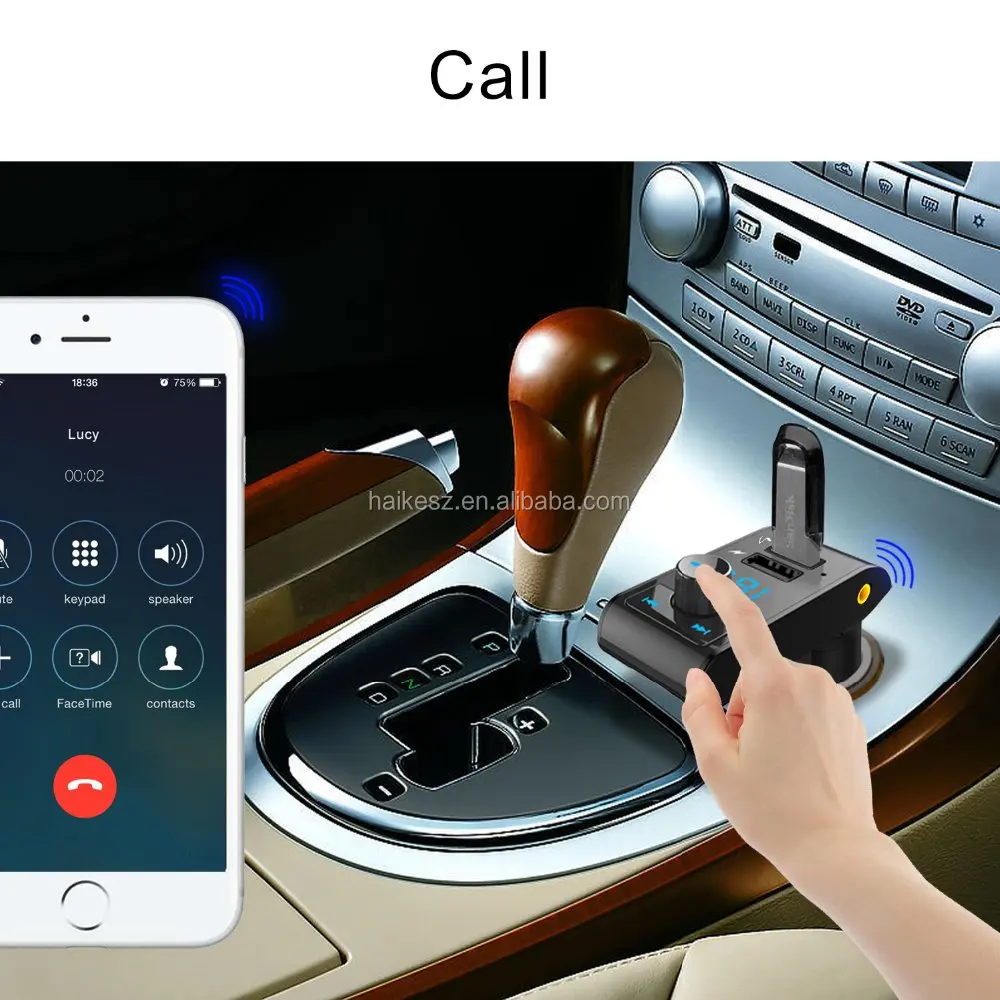 Bluetooth Car Kit with Car TF Card MP3 Player Stereo Handsfree Phone Speaker FM Transmitter USB Car Lighter Charger
