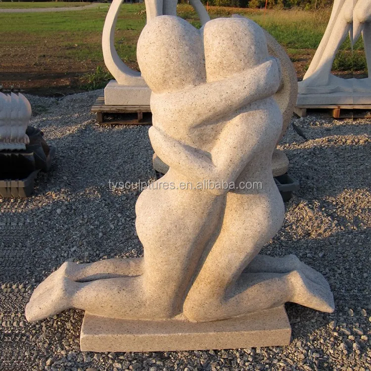 Stone abstract erotic boy and girl granite love couple statue