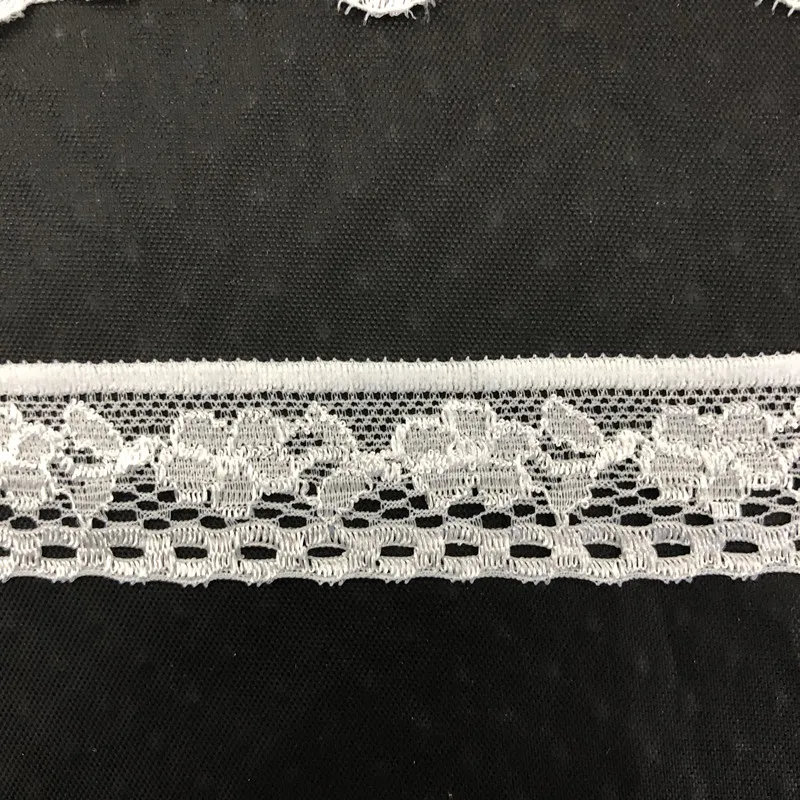 White Narrow Nylon Lace Trim French Guipure Elastic Lace Trimming For Dress Fabric