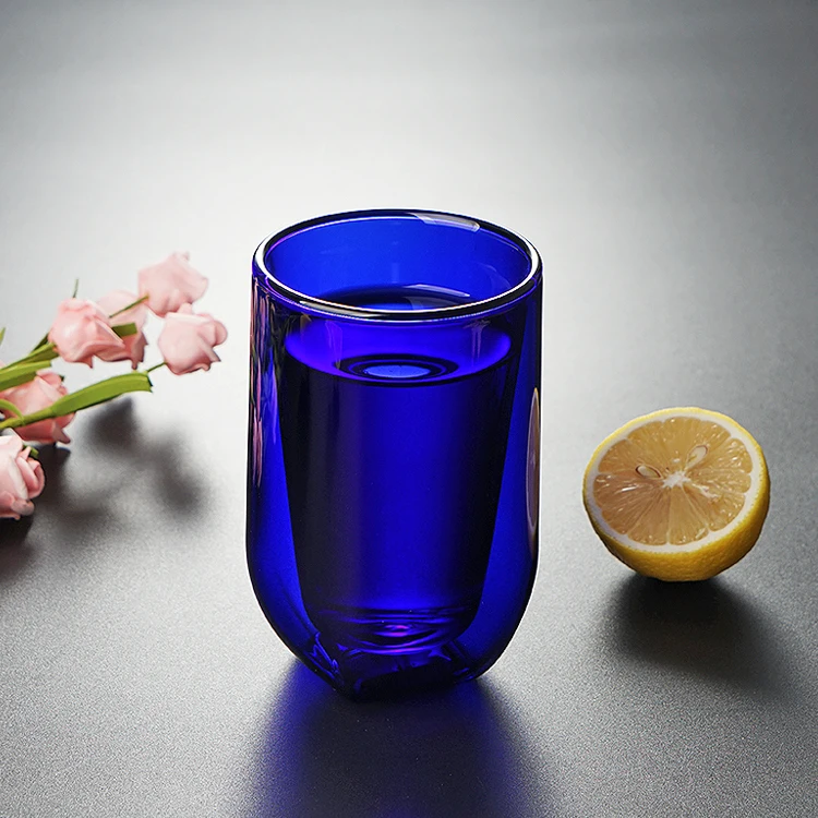 heat resistant glassware blue glass tumblers wholesale