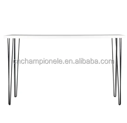 Hairpin long high bar white top, wooden top bar table
