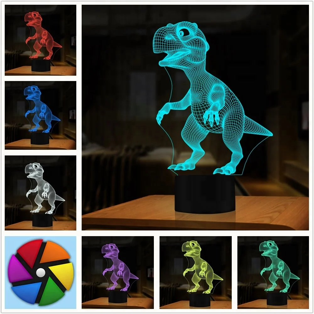 customize 3d illusion lamp FS-3197 led lamp 3d dino shaped light
