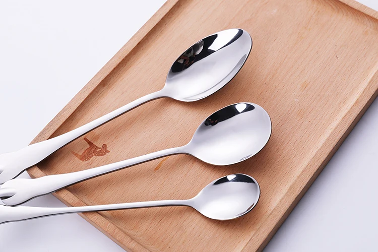
Wholesale China silver spoon stainless steel round table spoon 