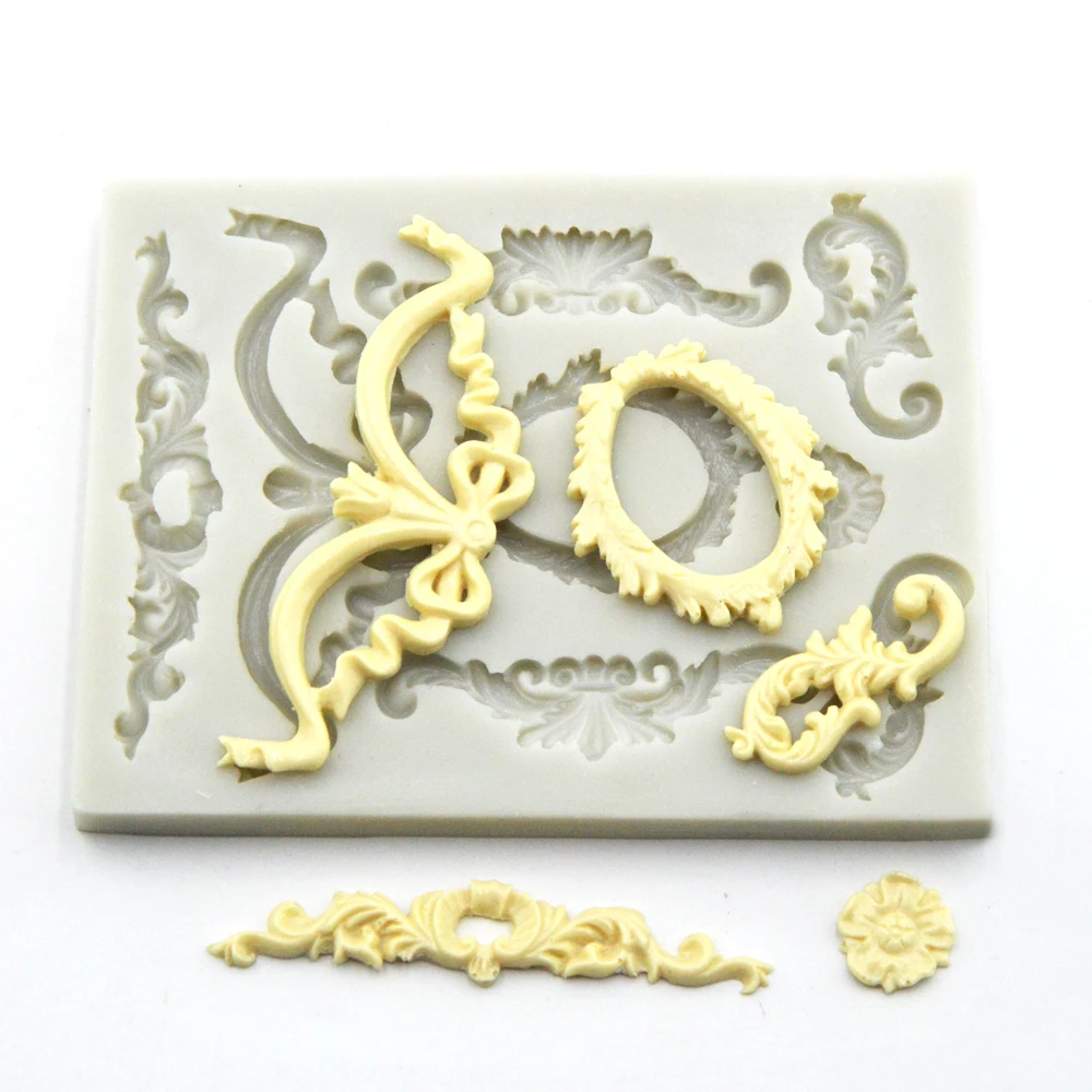 Европейская зеркальная рамка рельефная силиконовая форма в стиле ретро украшение для торта мастикой шоколада конфет желе сухой ход