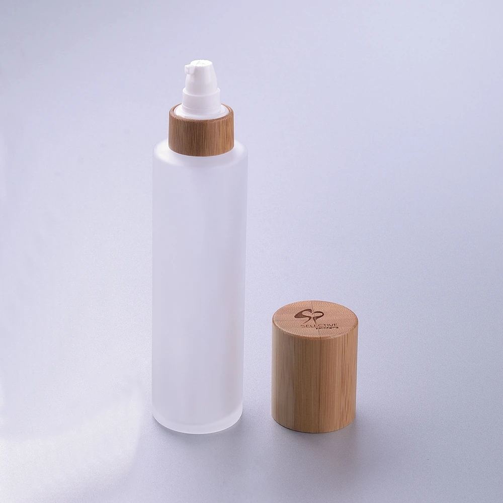 150ml diffuser cosmetic frosted 150ml glass serum bottle  with bamboo cap