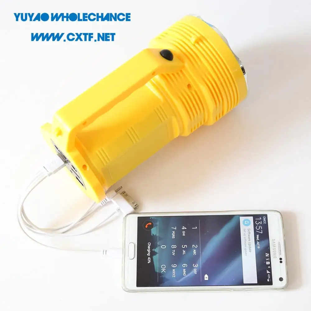 High Focus Ultra Bright Mobile Charging Rechargeable Search Solar LED Flashlight