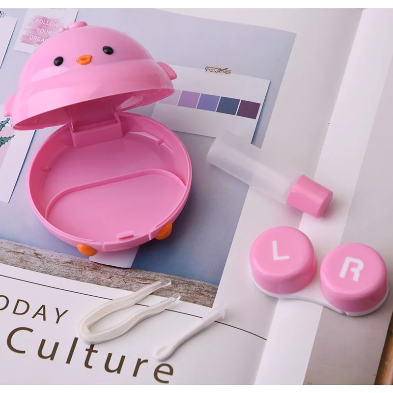 Фабричный чехол для контактных линз, милый чехол для контактных линз с рисунком курицы, чехол для контактных линз с рисунком из мультфильма