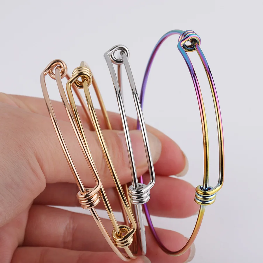 55mm 60mm 65mm 1.6mm Thickness Stainless Steel DIY Bangle Findings Expandable Wire Cable Bangle
