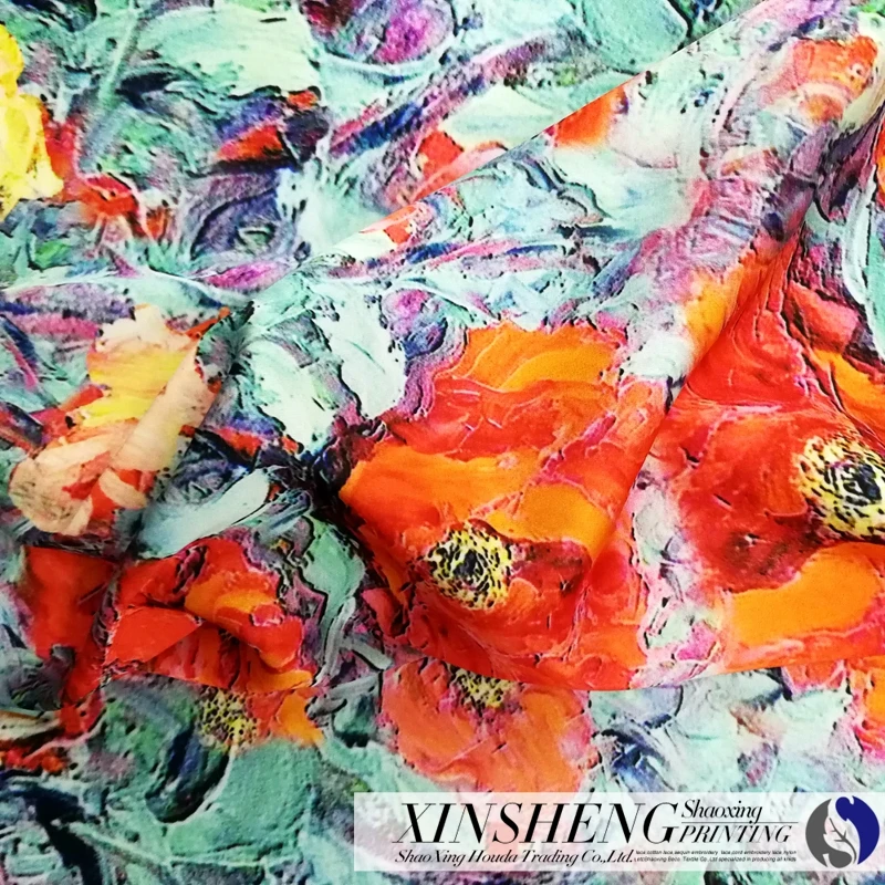 Digital printing Spandex satin chiffon fabric for the spring and summer dress