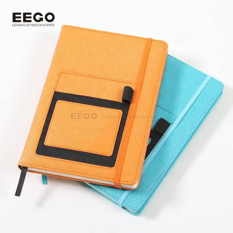 2024 Custom Logo Orange Blue Office Stationery Business luxury Leather Notebook Gift Set with pen