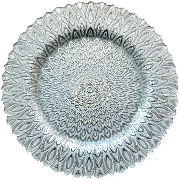 13 inch Cheap Decorative Wedding Events Catering Purple Peacock Charger Plates Wholesale